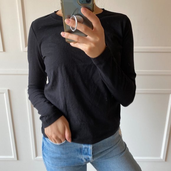 INTERMIX Classic Long Sleeve T-Shirt Black P (XS) - Picture 7 of 10